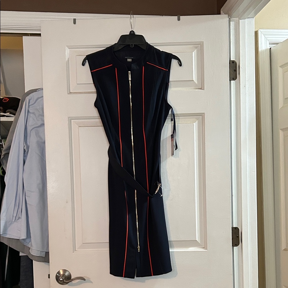 Tommy Hilfiger Navy Dress with Red/orange looking Trim .